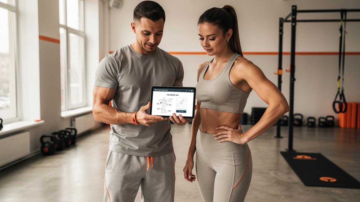 Coach and client reviewing movement during a consultation at Momentum Studio Kyiv