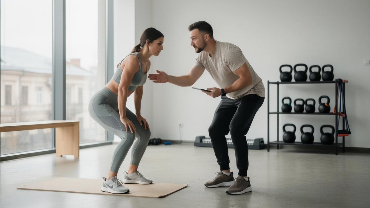 One-on-one personal training session in a modern Kyiv studio