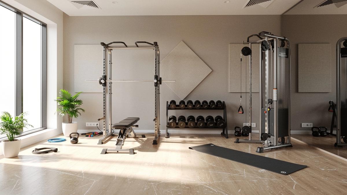 Bright personal training studio space in Kyiv with clean equipment and neutral tones